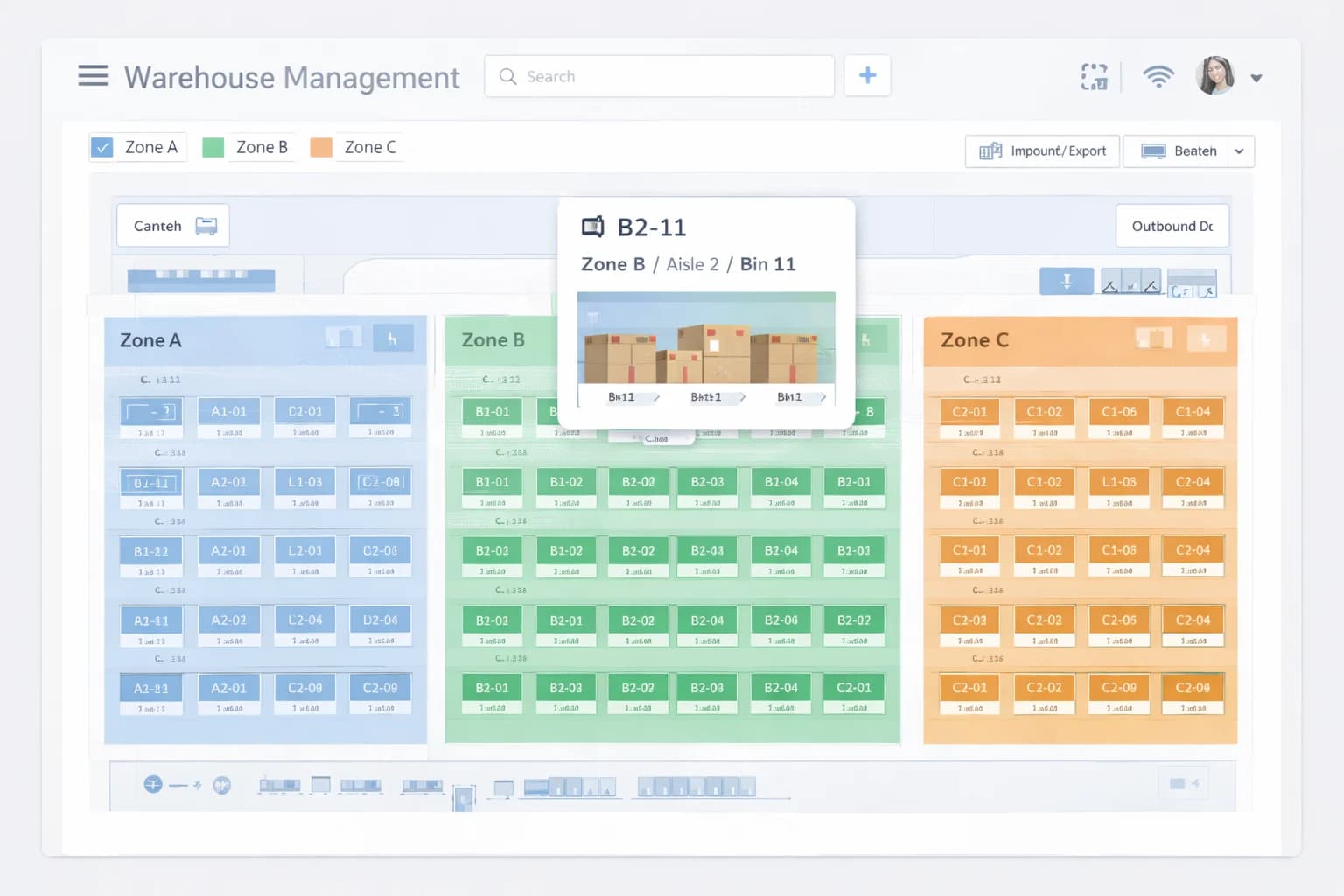 Warehouse Management interface screenshot